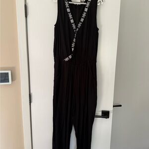 Vince Camuto Black Jumpsuit with White Floral Detail